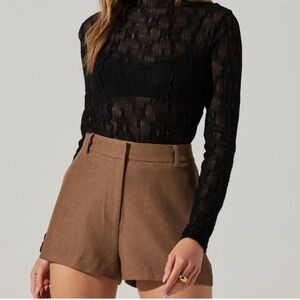 NWT Astr Label Black Lace Mock Neck Top